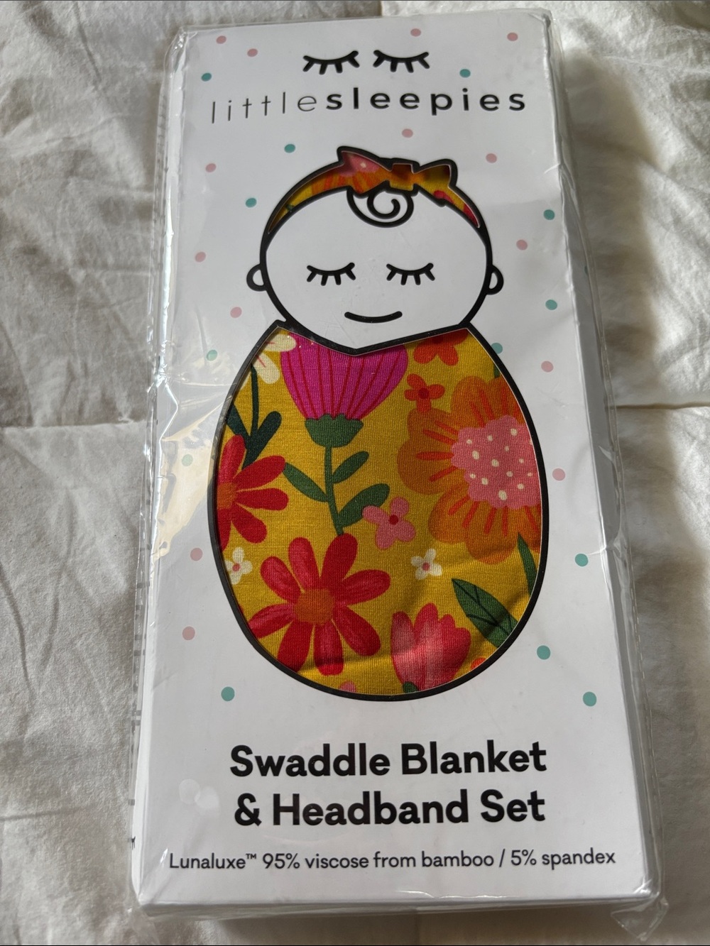 Little Sleepies Yellow Floral Swaddle Blanket & Headband Set